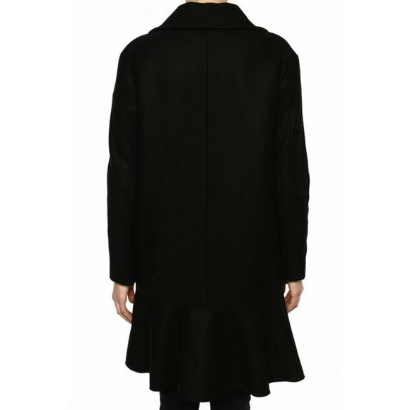 🆕 ALLSAINTS Grace Coat Italian Wool Ruffle Black X-Small - Picture 5 of 13
